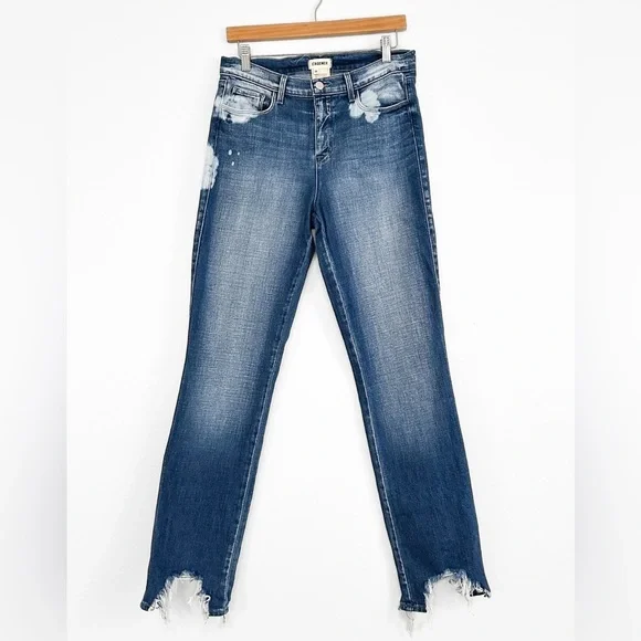 L’agence Harmon Bleach High Rise Straight Leg Jeans Bitten Fray Hem size 28 or 6 - Picture 11 of 11
